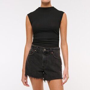Abercrombie High Rise 90s Cutoff Short - Black - 28/6
